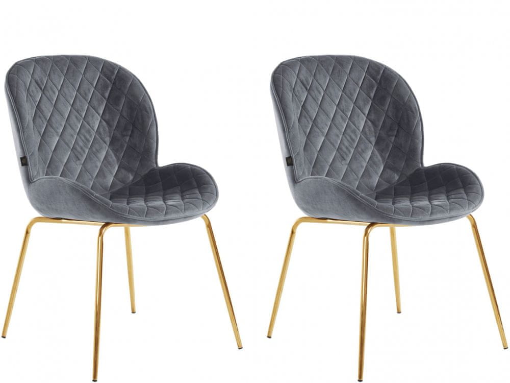 Danish Style Jedálenská stolička Miranda (SADA 2 ks), zamat, šedá